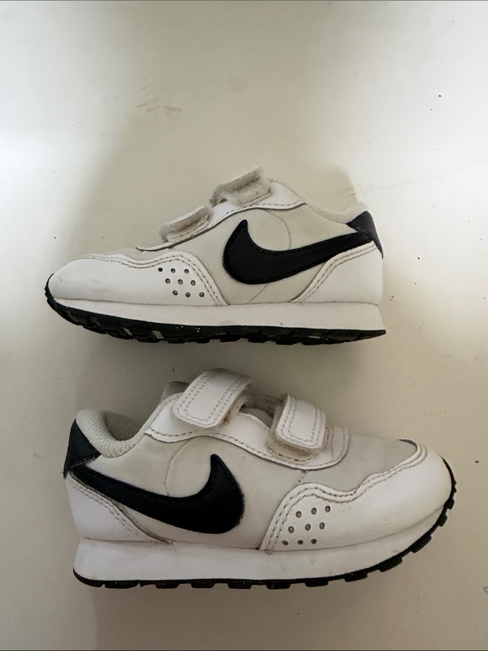 Nike Kids White and Black Velcro Athletic Sneakers